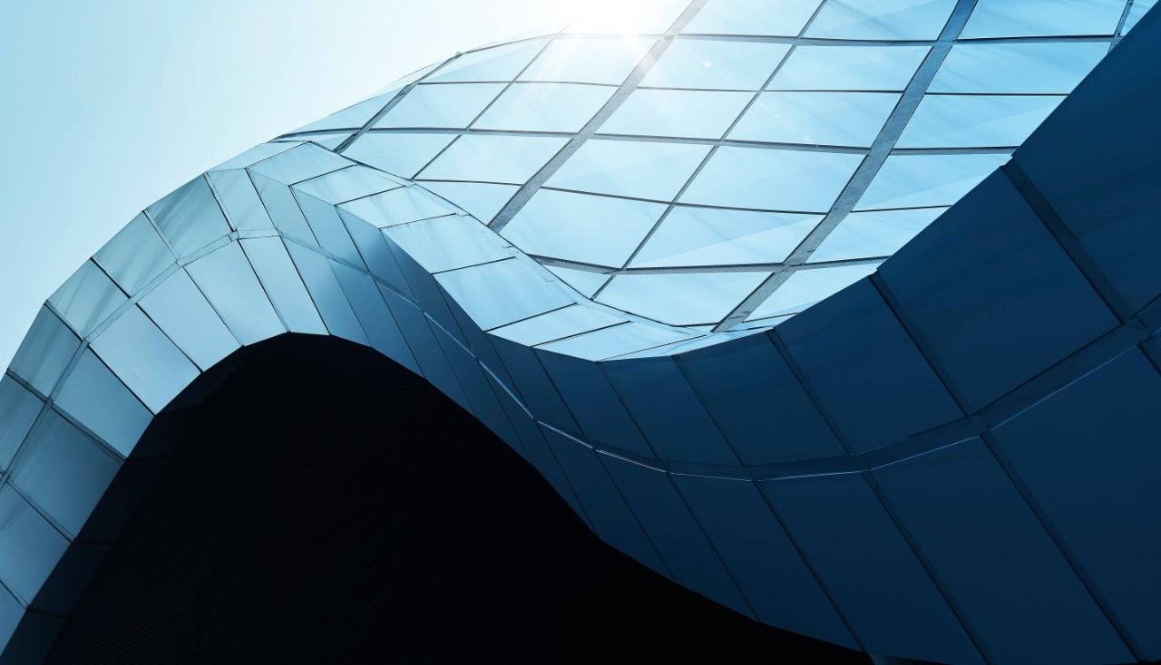 Modern architecture business building abstract curve line details steel facade background . Modern architecture business building abstract curve line details steel facade background .