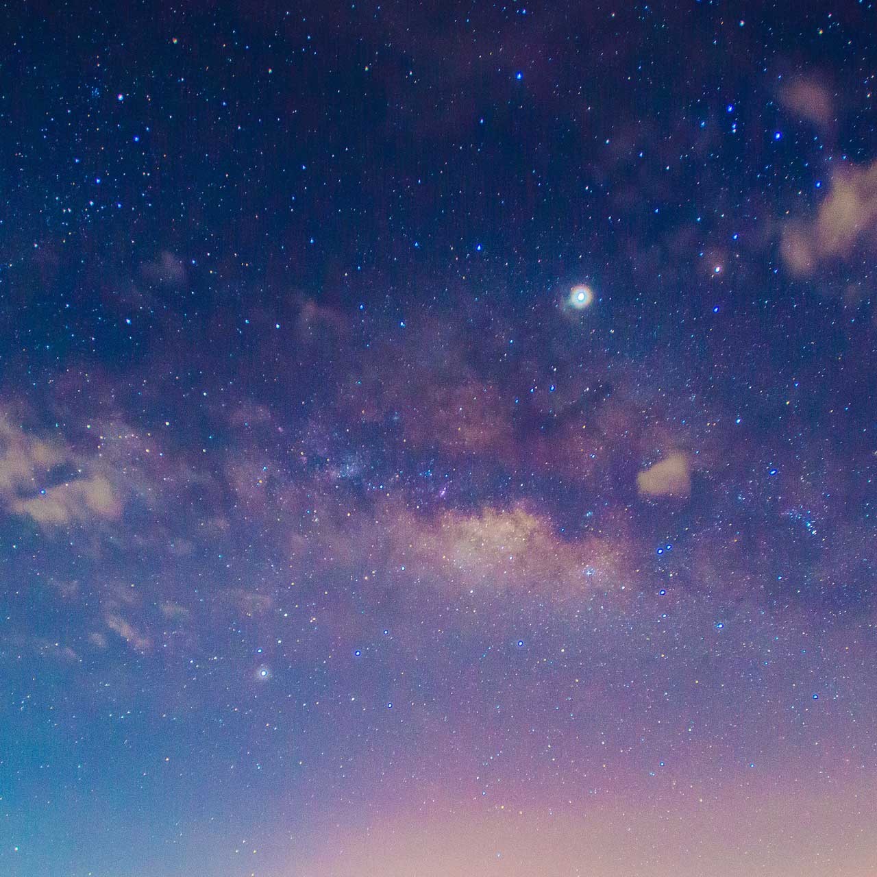 Panorama blue night sky milky way and star on dark background.Universe filled, nebula and galaxy with noise and grain.Photo by long exposure and select white balance.Dark night sky.